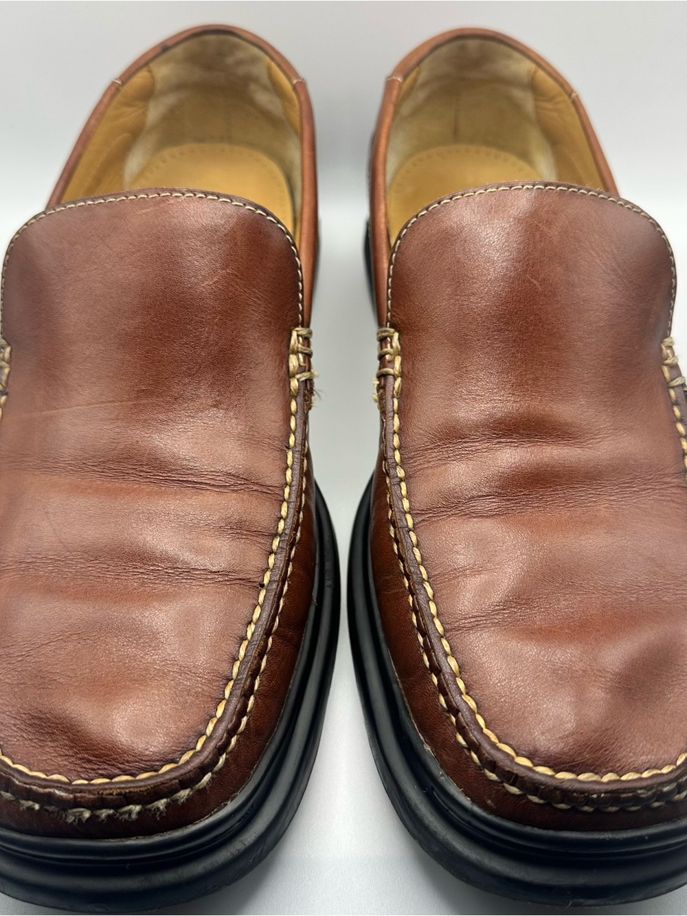 Men's Brown Leather Slip-On Driving Loafers